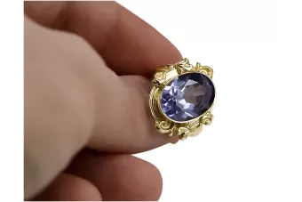 14K жълто злато Александрит Пръстен Винтидж стил vrc100y